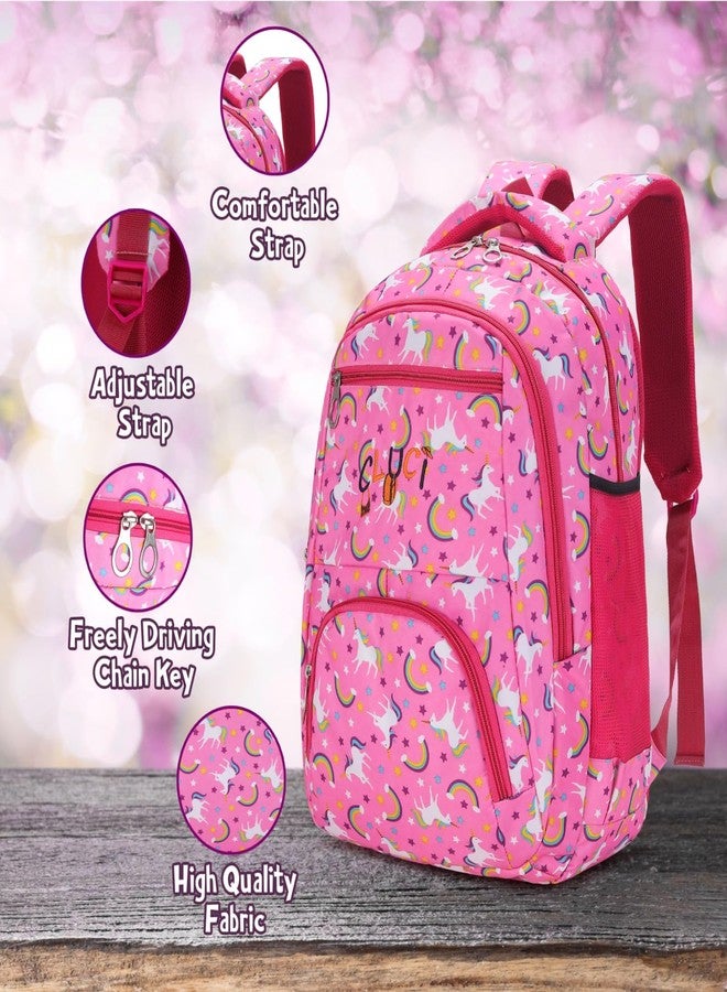 حقيبة ظهر CLUCI كبيرة السعة وخفيفة الوزن ومتعددة الاستخدامات، مناسبة للأعمال والسفر والأزياء والأطفال، حقيبة ظهر للأولاد والبنات (يونيكورن وردي) - Image 2